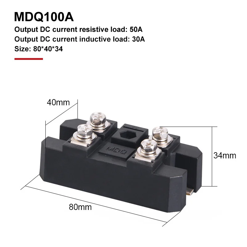 30A-1200A MDQ Single-Phase Diode Bridge Rectifier Module With Radiator 1600V Copper Base High Power AC to DC