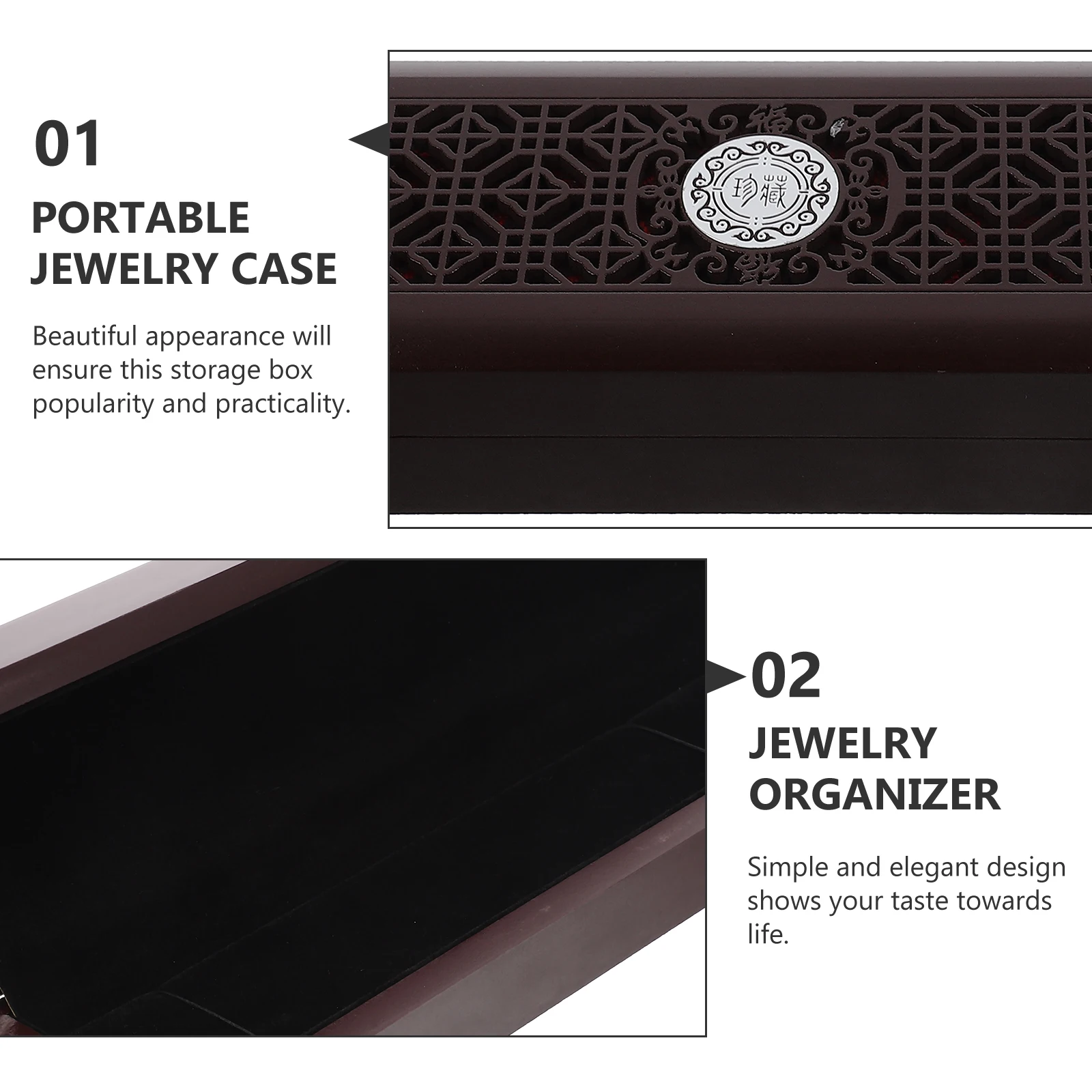 

Vintage Wooden Jewelry Box Organizer Hollow Design Necklace Earring Storage Ring Bracelet Display Case Small Gift For Women