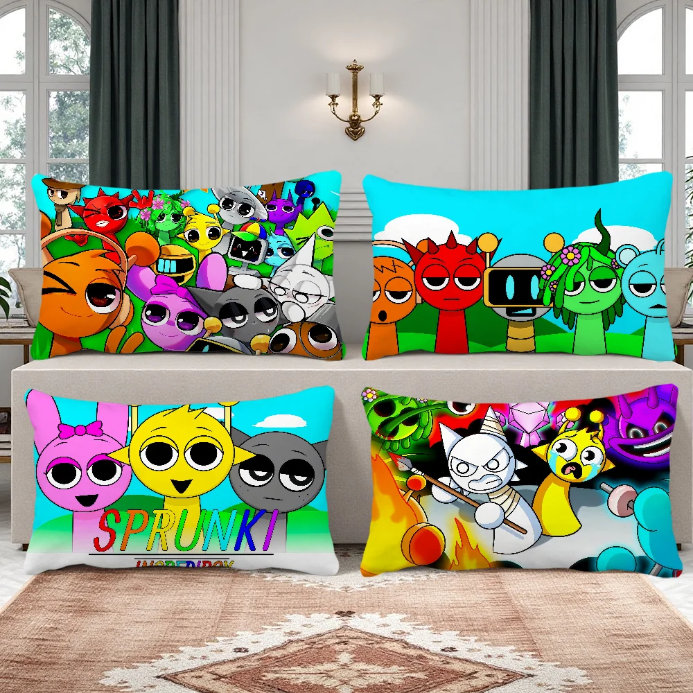 

Game funny cartoon S-Sprunki I-Incredibox cushion cover Rectangle Pillow Cover Home Sofa living Room Coffee Shop Pillowcase