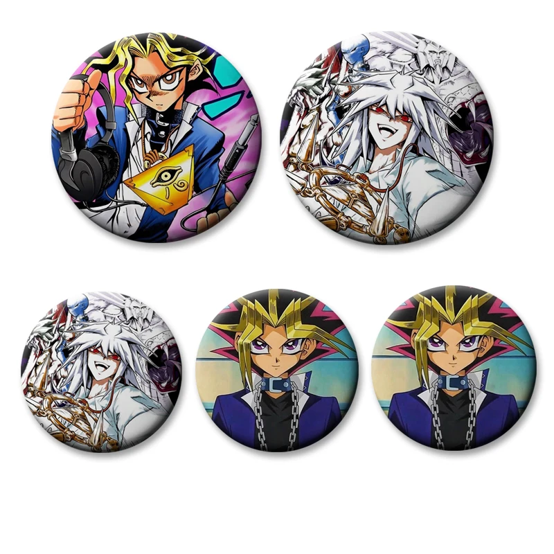 32/50/58mm Fashion Yu-Gi-Oh Anime Character Lapel Pins Yami X Yugi Creative Brooch on Bag Clothes Hat Accessories Fashion Gifts