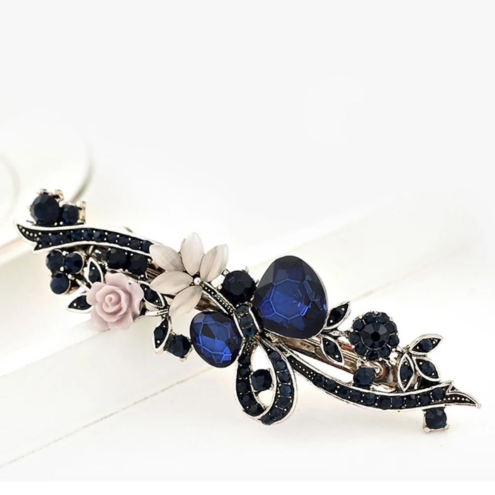

1 Set of 4pcs Vintage Hairpin Retro Spring Rhinestone Flower Hair Clip Bobby for Girls Women Lady Hair Clips