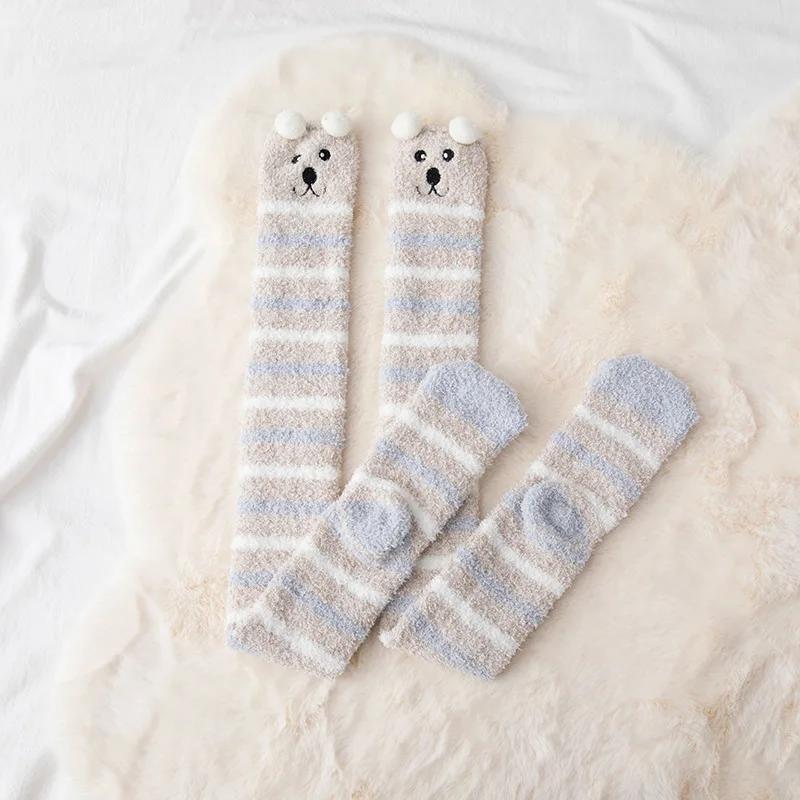 Chaussettes Hautes sulfet Confortables à Rayures pour Fille Japonaise, Chaussette de Compression Chaude, Automne et Hiver