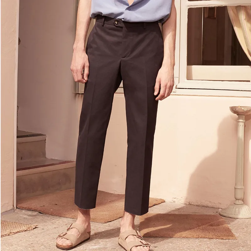 

Men's Suit Straight Leg Pants Spring And Autumn New Sunshine Mature British Fashion Casual Large Size Nine Points Pants