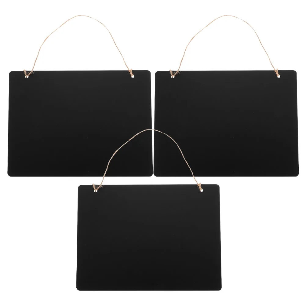 3Pcs Reversible Chalkboard Tag Wooden Hanging Sign Double-Sided Erasable Message Board for Restaurant Classroom Shop Use