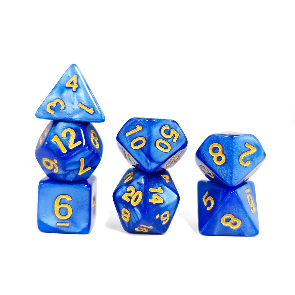 7Pcs Bright Lemon Yellow Pearl Swirl DND Dice Set, High Contrast Black Ink for TTRPG，for D&D, Pathfinder, TTRPG & Board Games view 4