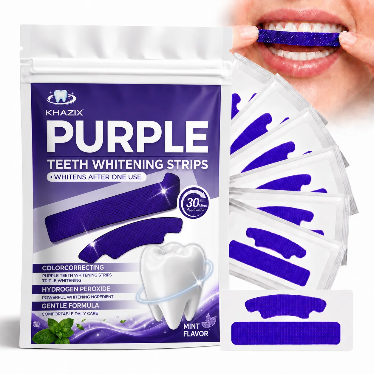 1/7 pairs Teeth Whitening Strips for Whiter-Looking Smile, Flexible Tooth Strips Easy to Apply for Daily Cosmetic Care