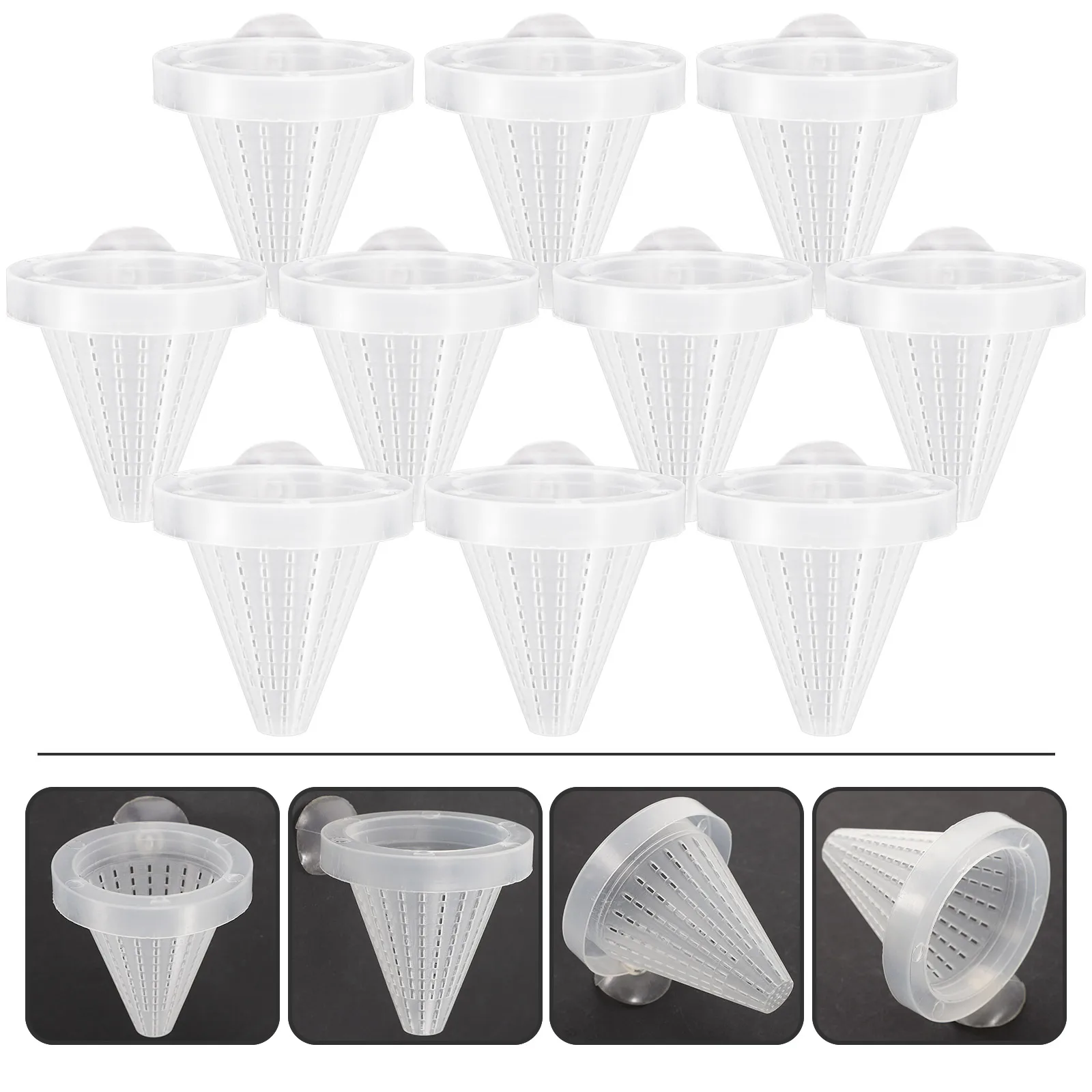 Taza alimentadora de peces, cuenco de cono de gusano de disco, accesorios para tanque de acuario, embudo de comida viva flotante, peces tropicales pequeños, 10 Uds.
