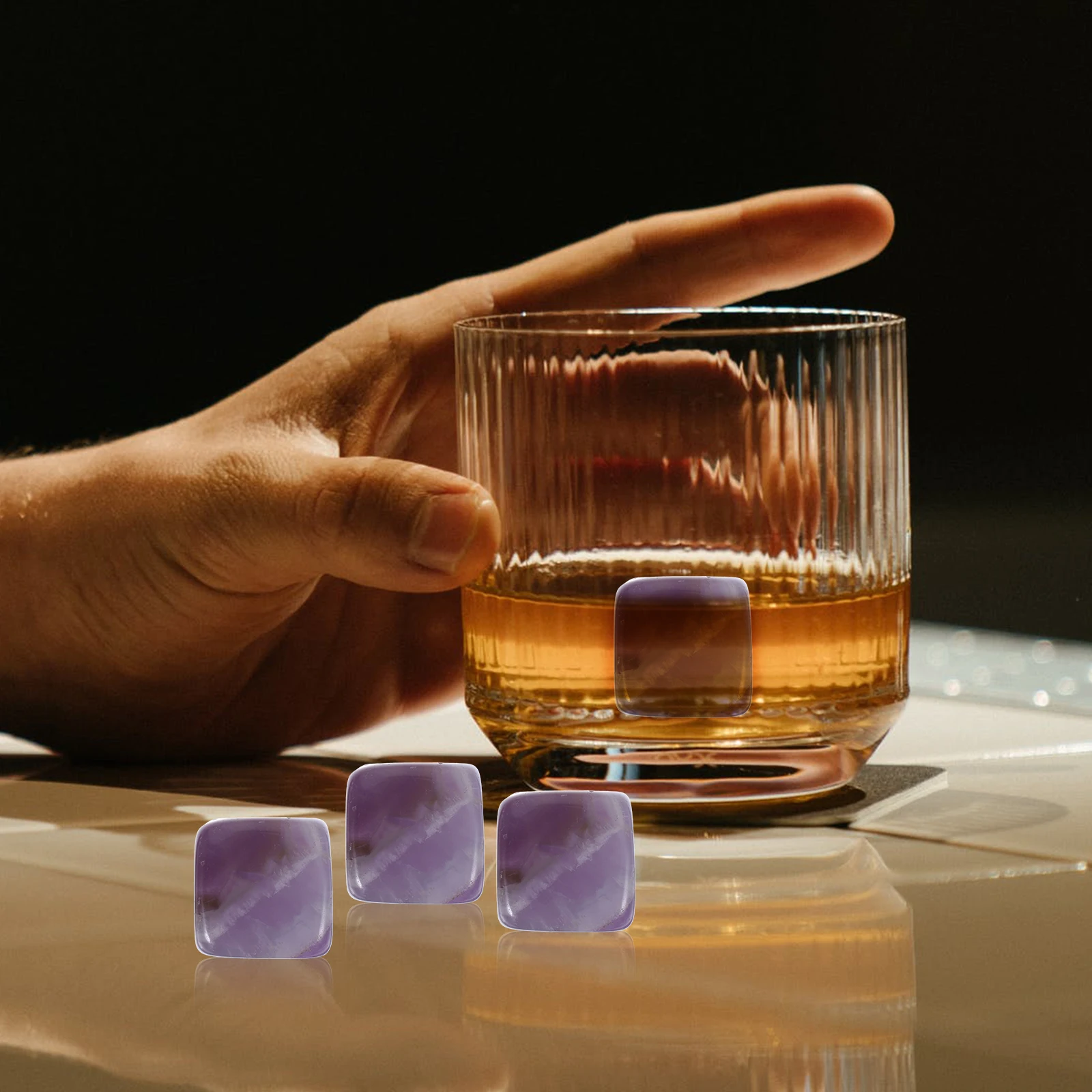 

Amethyst Whiskey Ice Cubes Chilling Stones Reusable Crystal for Drinks Beverage Accessories Stone Ice for