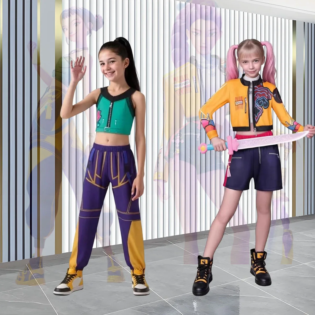 

SAVITO Pop Idol Cosplay Costume, Rumi Mira Zoey Popular Singers Stage Costumes for Ages 3-12, Halloween Kids' Cosplay Outfit