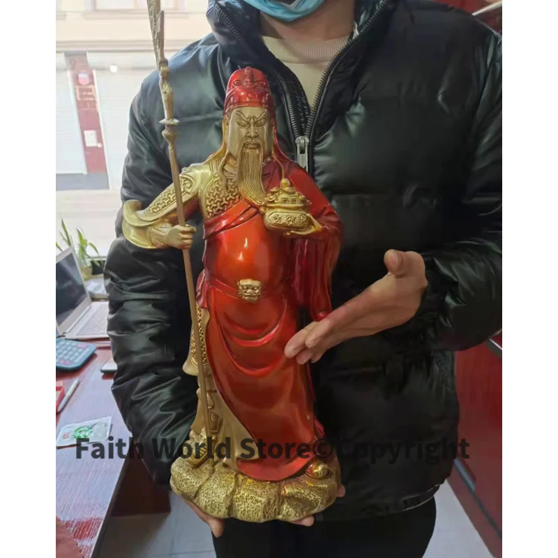 

Large brass CAI SHEN GUAN GONG god HOME SHOP DECOR Business career prosperous FENG SHUI talisman Bring wealth money Opening Gift