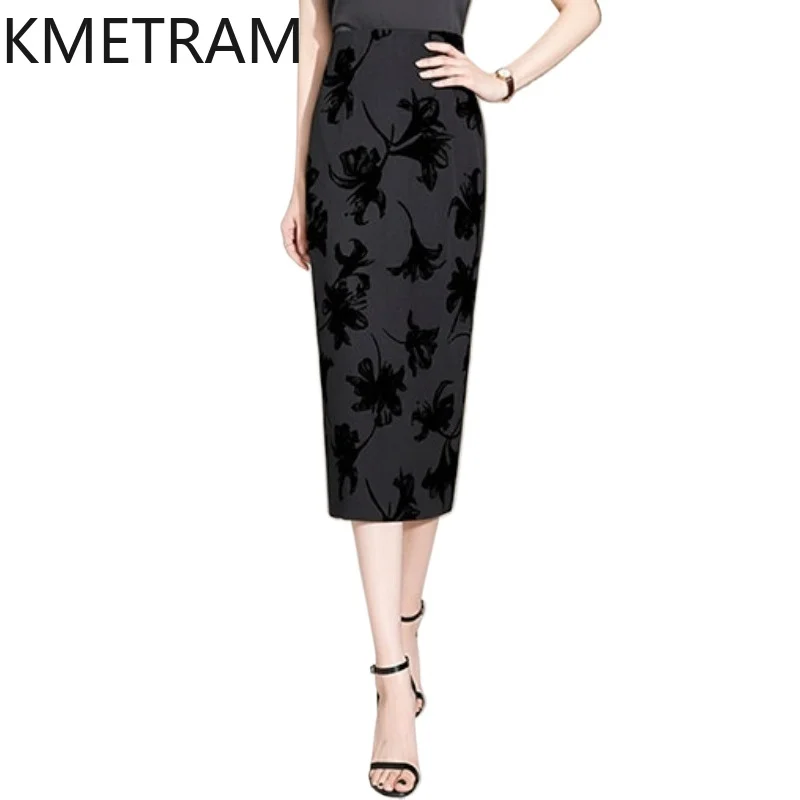 

KMETRAM Women's Skirts Floral Print High Waist Pencil Skirt Elegant Casual Midi Skirts Spring Woman Clothes 2026 ropa para mujer