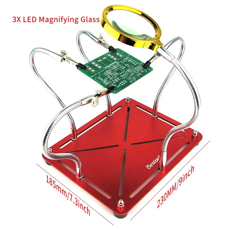 HZY PCB Holder Third Hand for Soldering Helping Hand with Magnifier Welding Tools Welding Clamp for Motherboards Repair