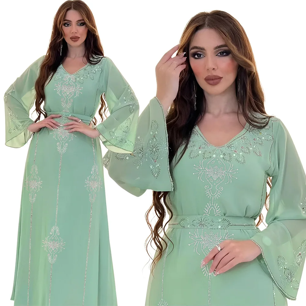 Arab Dubai Chiffon Gewaad Moslim Vrouwen Jurk