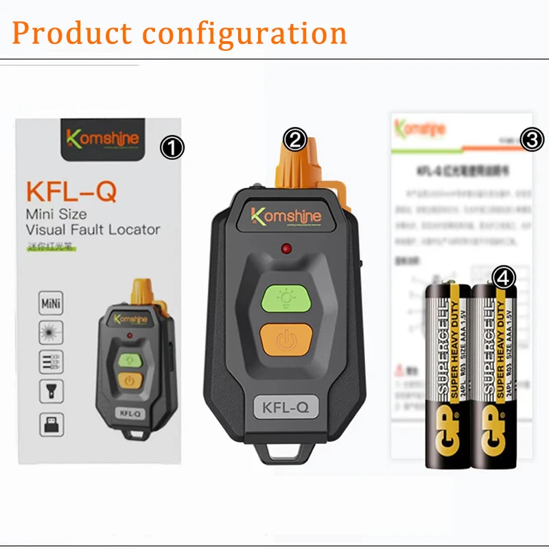 Komshine KFL-Q FTTH 10-30 MW Visual Fault Locator Optische Faser Kabel Tester Fiber Optic Fiber Break Checker 8-25 KM VFL