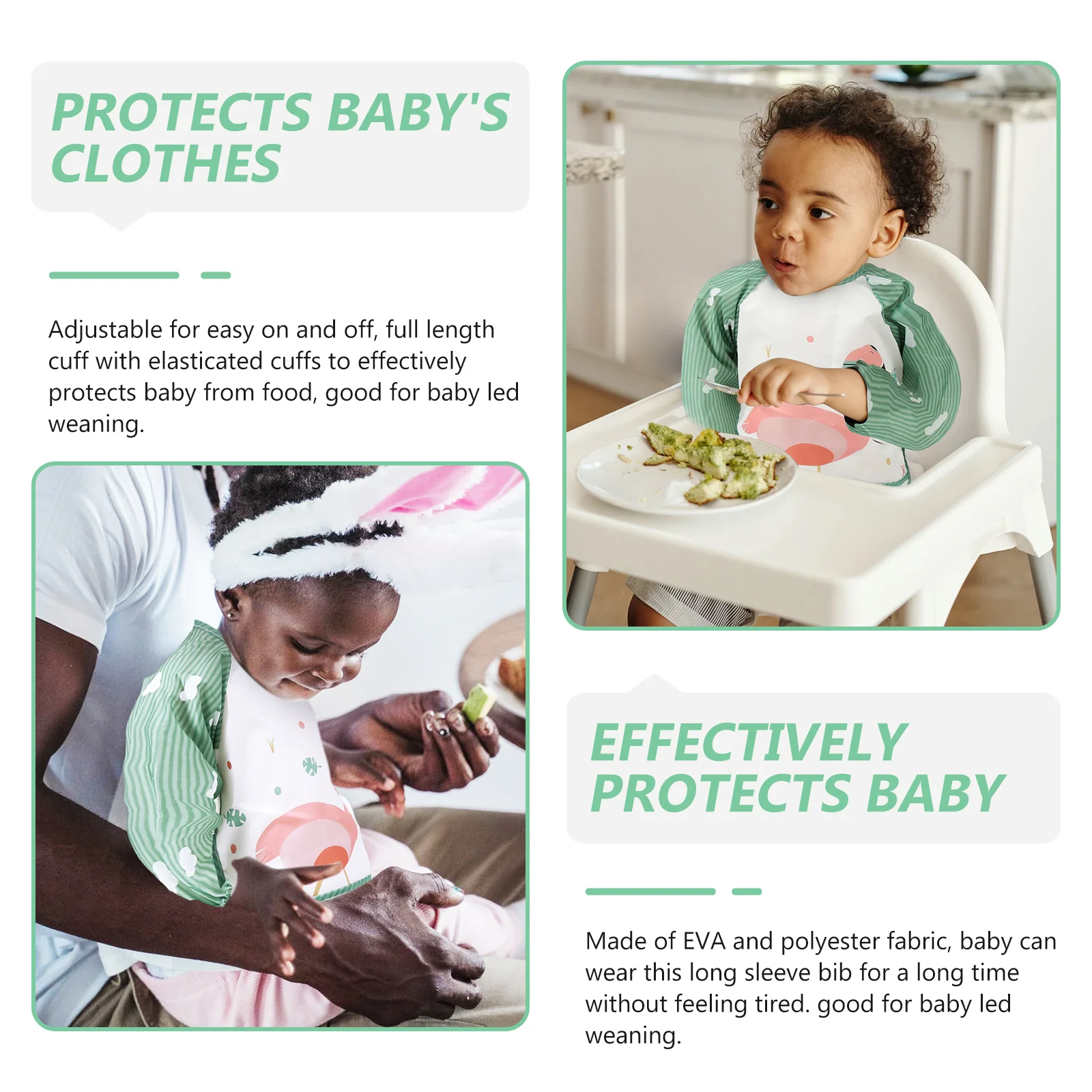 Children's Bib Toddler Painting Protector Long Sleeve Baby Smock for Eating Bibs Waterproof Sleeved Apron Babies