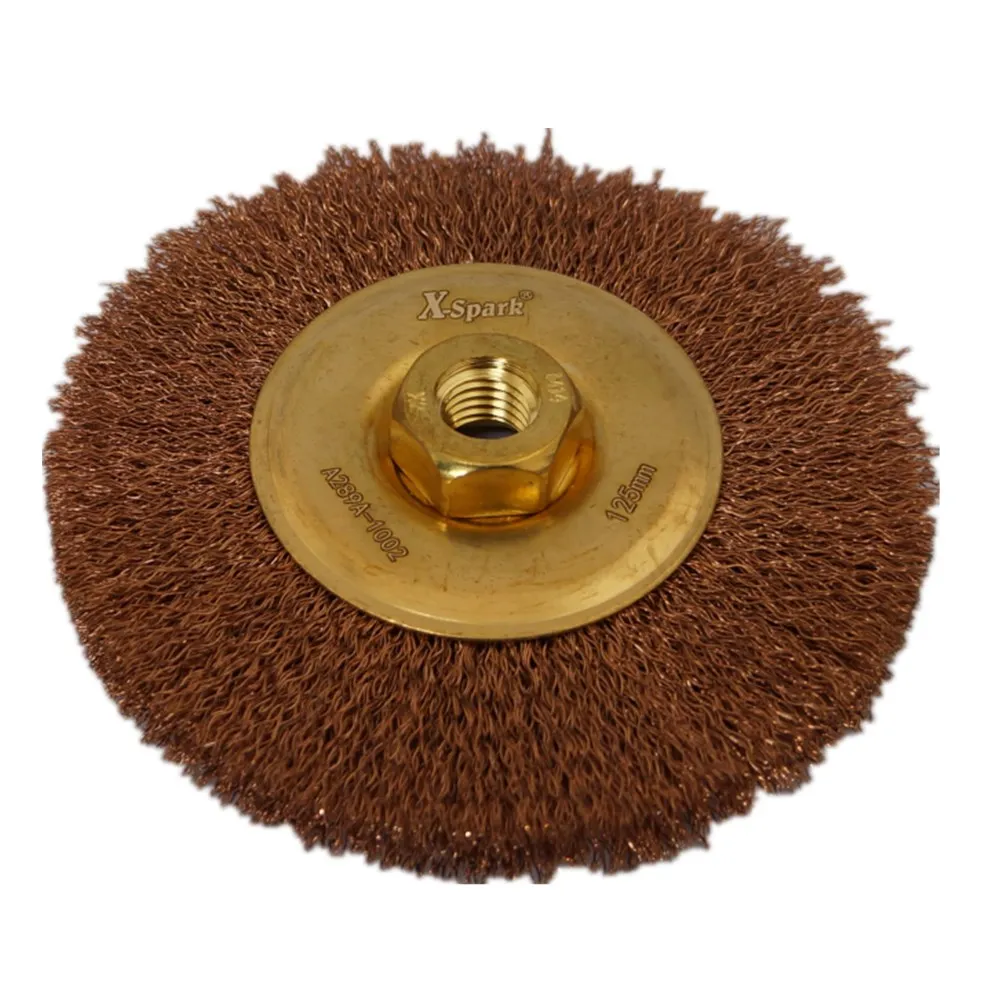 X-SPARK 125*15mm Non-Sparking Phosphor Copper Alloy Wheel Brush | Explosion-Proof Cleaning Brush