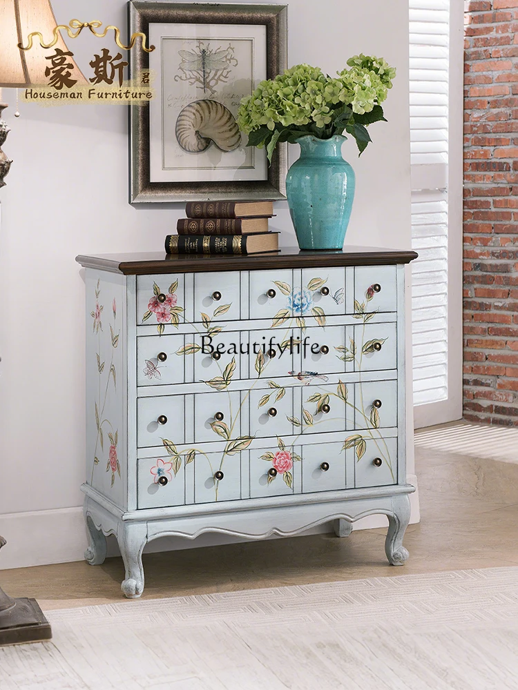 

American-style wall-mounted vintage sofa side cabinet storage decorative cabinet