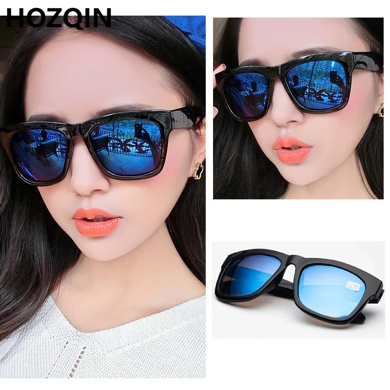 Women Finished Myopia Sunglasses Men Blue Flash Mirror Square Nearsighted Eyeglasses Unisex Shortsighted Dark Glasses Driving