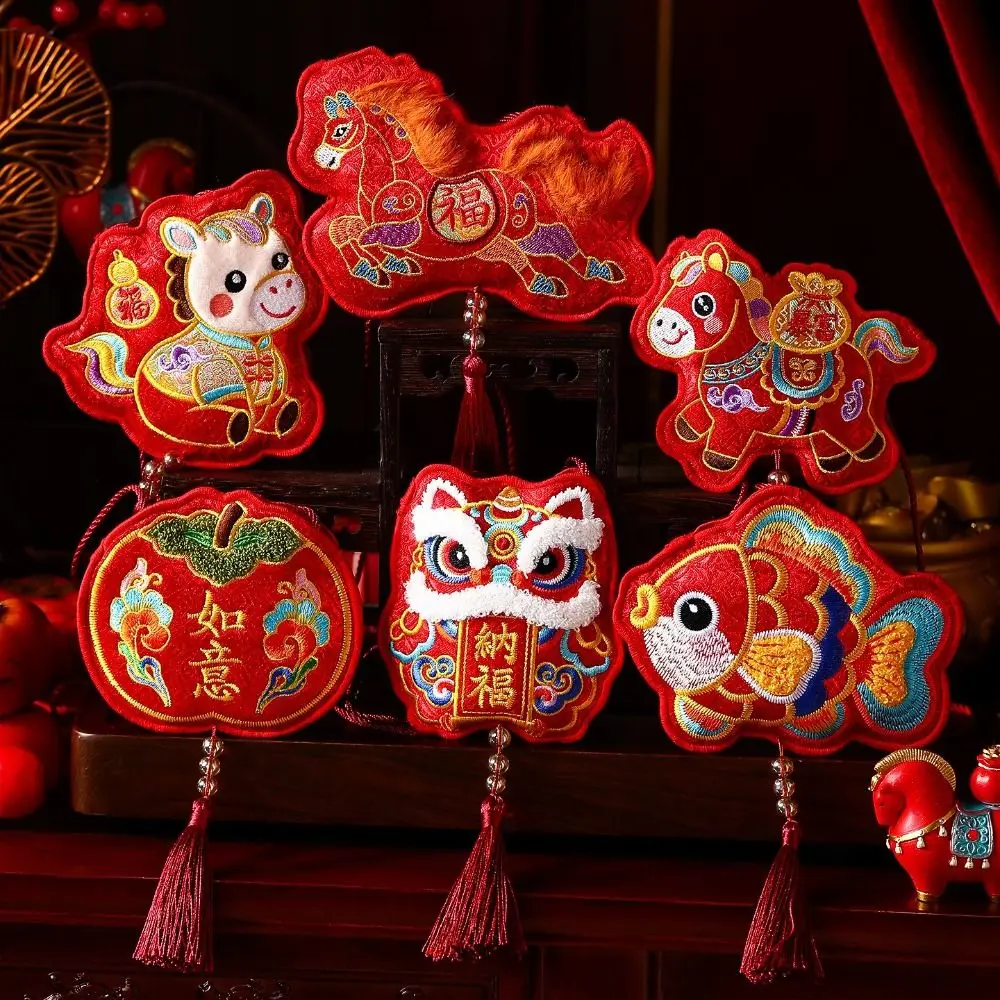 

Red Color Red Envelope Paper Material Crossbody Strap Red Packet Traditional Pattern Embroidery Design Hongbao Lunar New Year