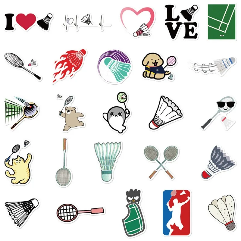 50pcs Cartoon Funny Badminton Series Graffiti Stickers Suitable for Helmet Desktop Wall Decoration DIY Sticker Pack Wholesale