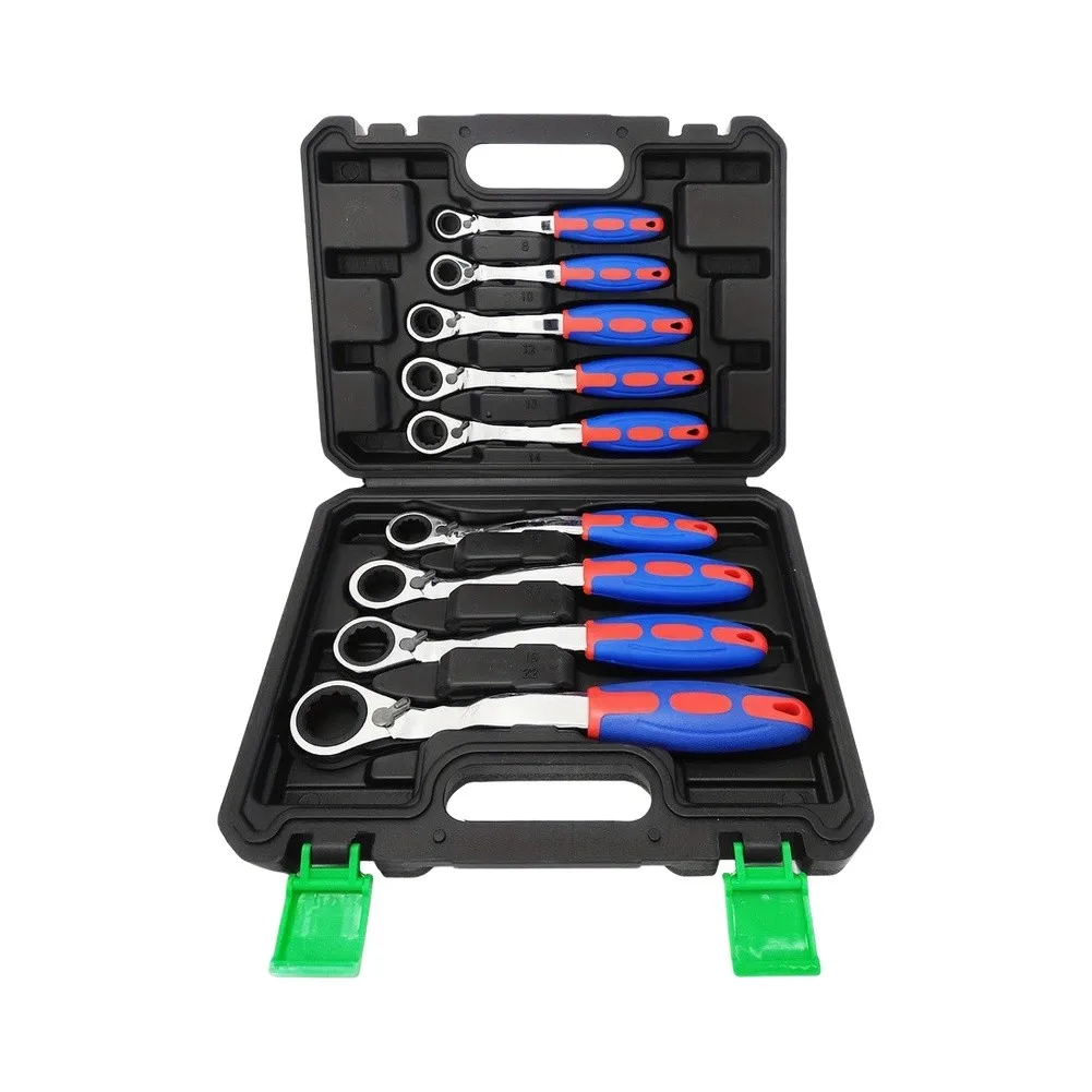 Dual-Direction Ratchet Wrench Set Comprising Nine Precision-Marked Tools for Consistent Mechanical Performance