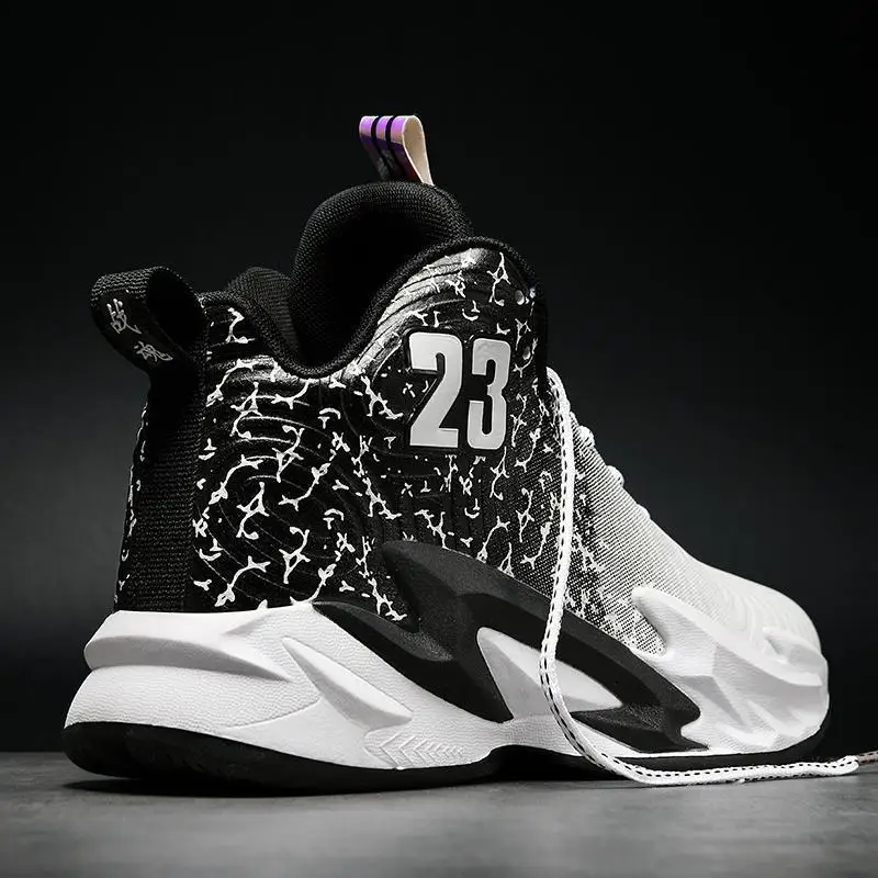 حذاء رياضي كاجوال للرجال عالي الجودة مطبوع عليه حروف منسوجة مقاس 2025 35 45 حذاء رياضي للجري في الهواء الطلق حذاء كرة السلة أبيض وأزرق ورمادي