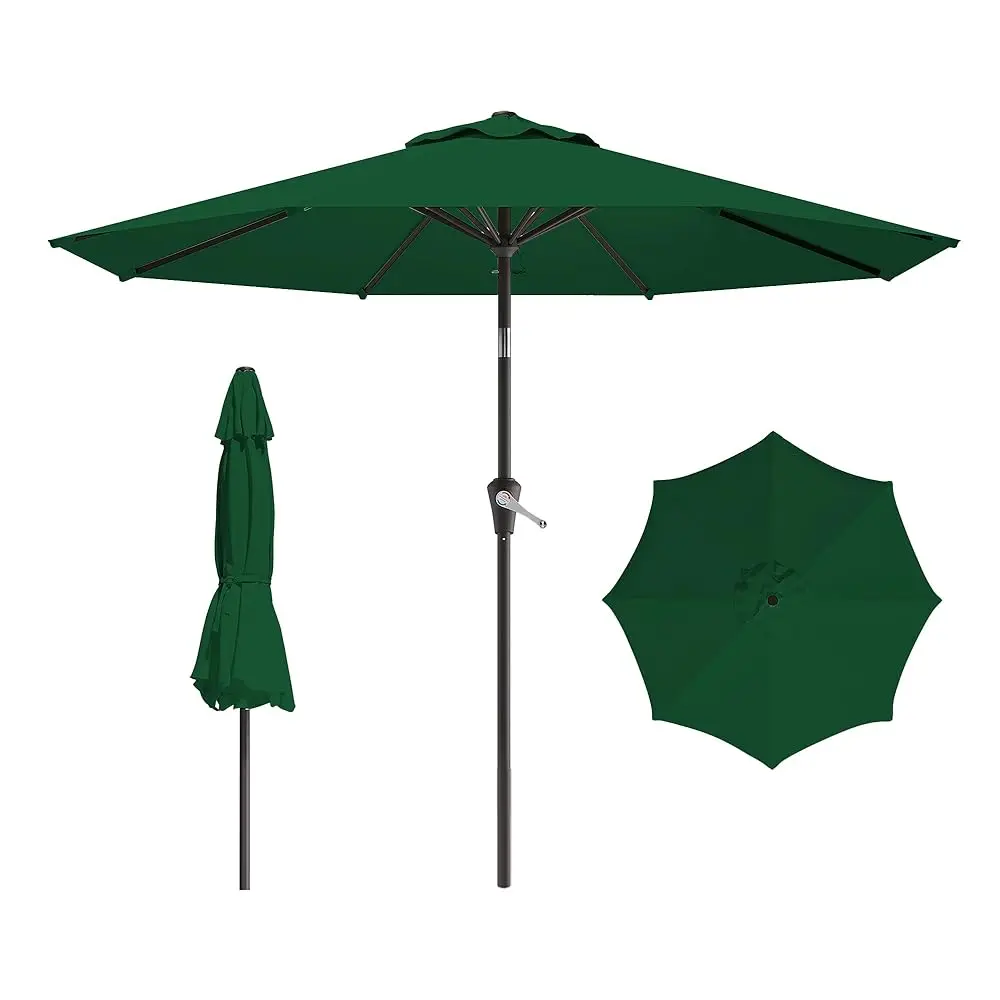 

9 Ft Patio Umbrella For Outdoor, Outdoor Umbrella With Push Button Tilt And Crank, Outdoor Patio Umbrellas With 8 Sturdy Ribs