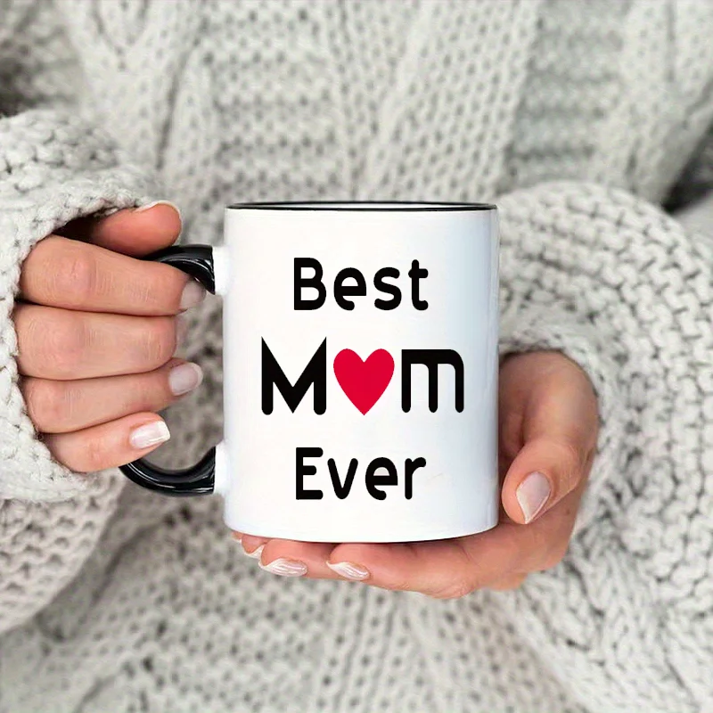 MAUAG Best Mom Ever Coffee Mug - 11oz Insulated Cup with Red Heart Design, Microwave & Dishwasher Safe, Unique Mother's Day Birt