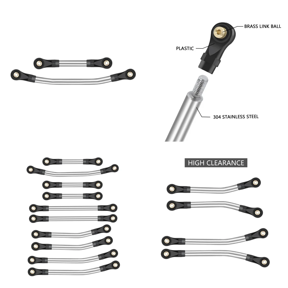 

Stainless steel full car tie rod steering for 1/18 RC rock crawler Redcat Ascent 18 upgrade parts