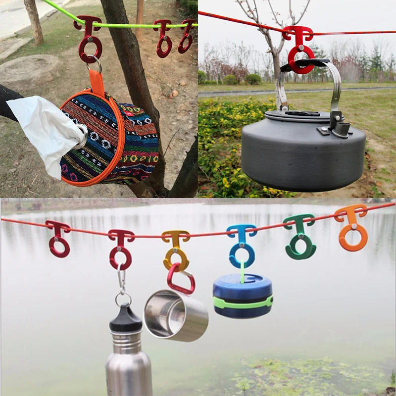 5Pcs/lot O Shape Tent Cord Adjuster Tensioner Rope Hanger Hook Wind Stopper Buckle  for Camping Lantern Water Kettle