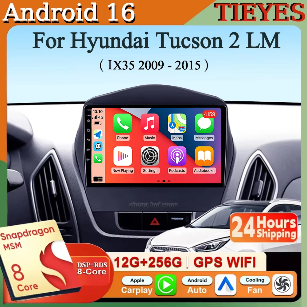 

Android 16 Carplay&Auto Car Radio Navigation Multimedia Stereo Player QLED GPS For Hyundai Tucson 2 LM IX35 2009 - 2015