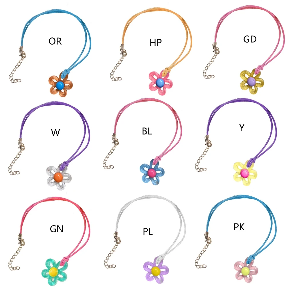 European American Jewelry Novel Flower Pendant All-match Clavicle Chain Adjustable Leather- Rope Cold Wind Neck Chain