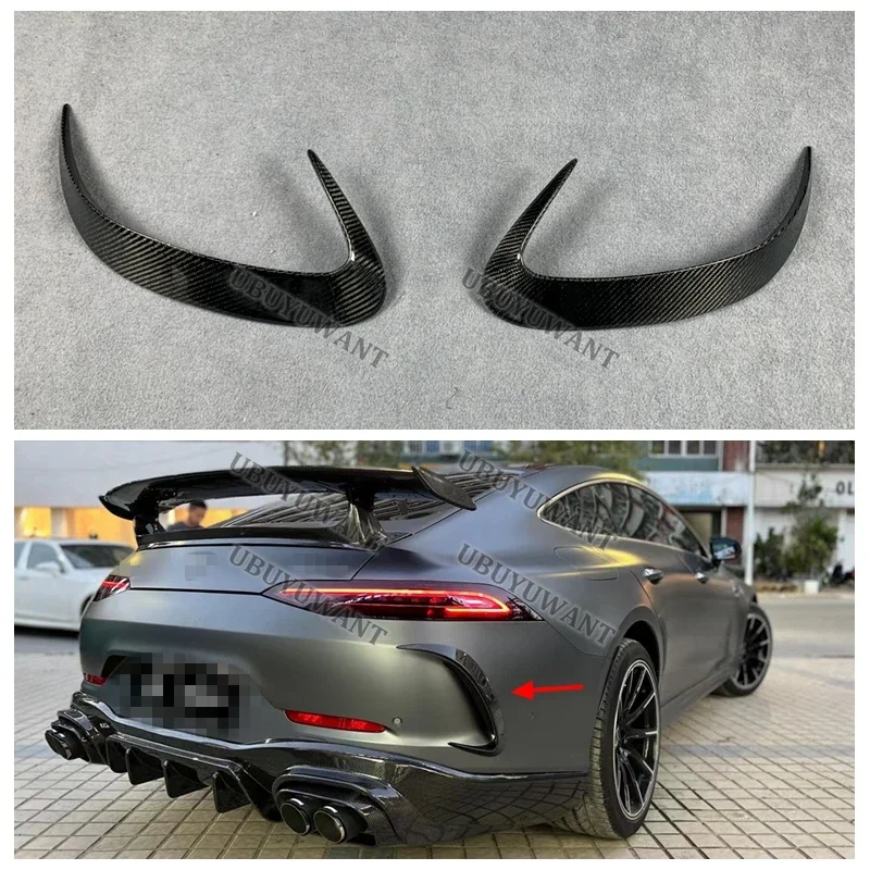 2 Pcs Carbon Rear Bar Air Knife Trim Trim Rear Spoiler Body Kit Auto Parts For Benz GT (4-Doors) GT43 GT50 53 (Not For 4 Matic+)