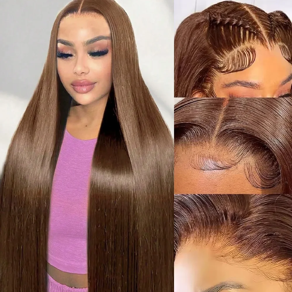 #4 Straight Human Hair Wig Pre Plucked with Baby Hair 200 250 Density 16 34 Inch 13x4 HD Lace Frontal Human Hair Wigs On Sale For Women image 2
