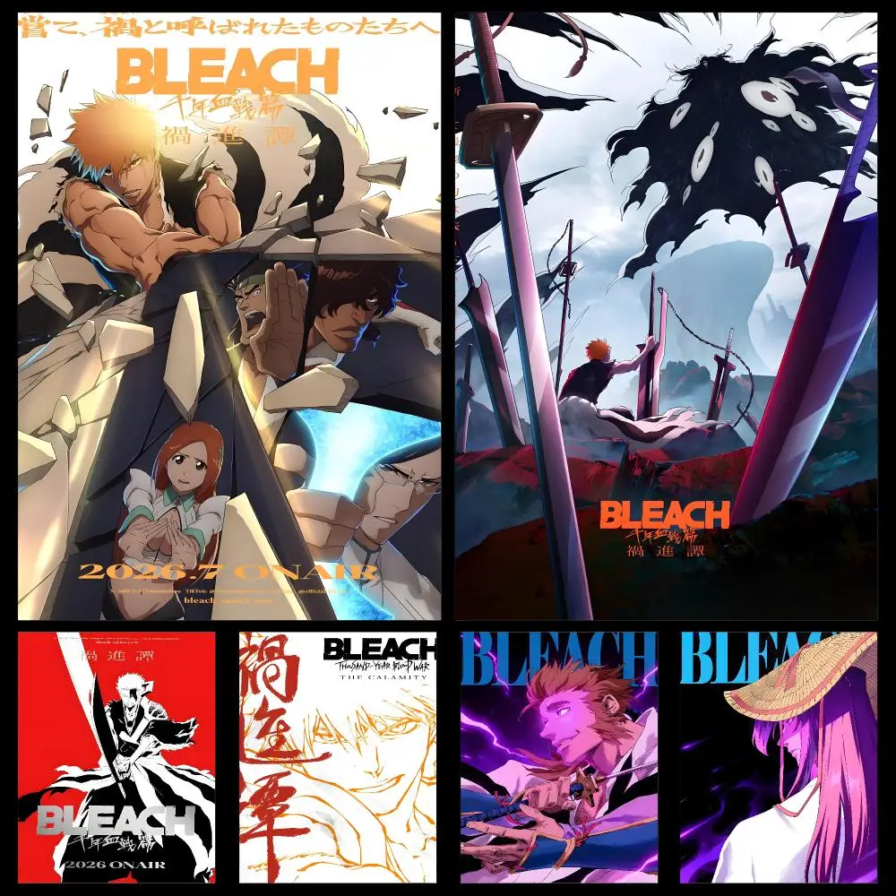 Anime B-BLEACH Thousand-Year Blood War Ichigo Poster PP Self Adhesive Decorative HD for Garage Gaming Room Living Room Gift