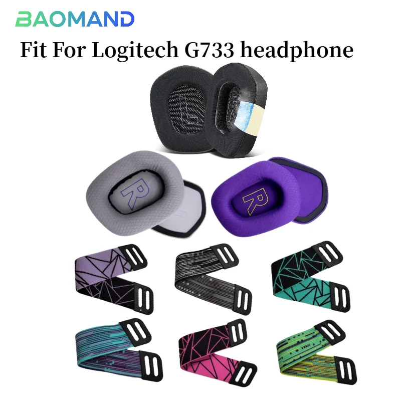 

1 set Replacement Ear Pads Earpads Headband for Logitech G733 Headphones Memory Foam Ear Cushion Cover