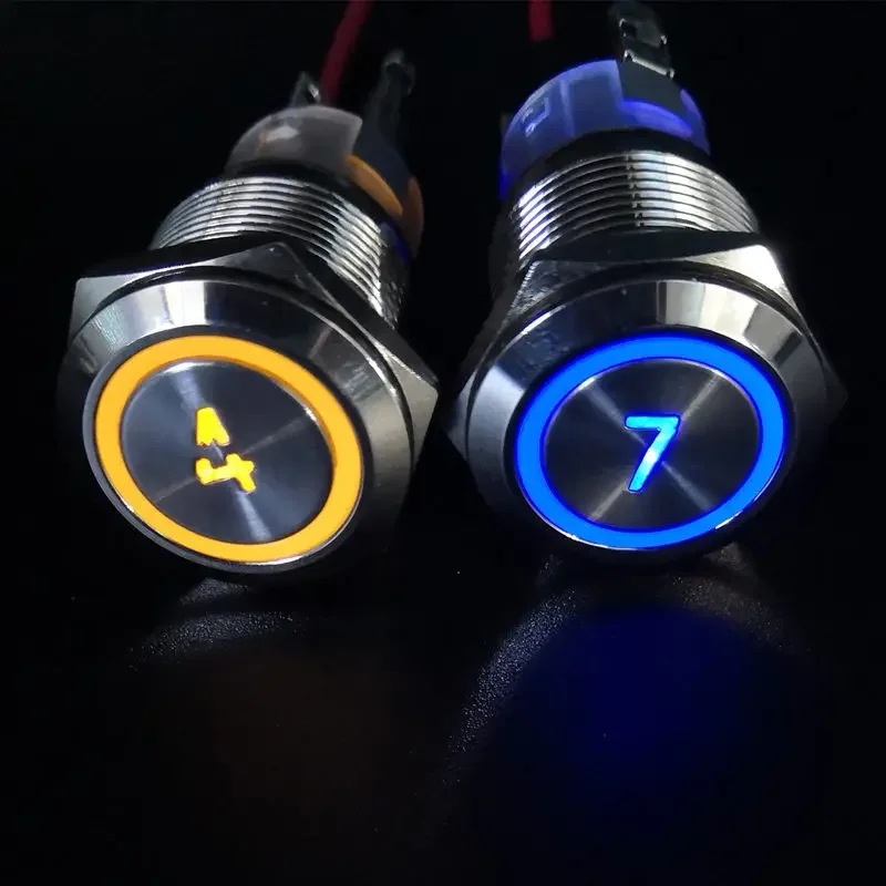 19mm Momentary Reset Waterproof Metal Push Button Switch Led Number Letter 0 1 2 3 4 5 6 7 8 9 10 Elevator Lift Custom-made