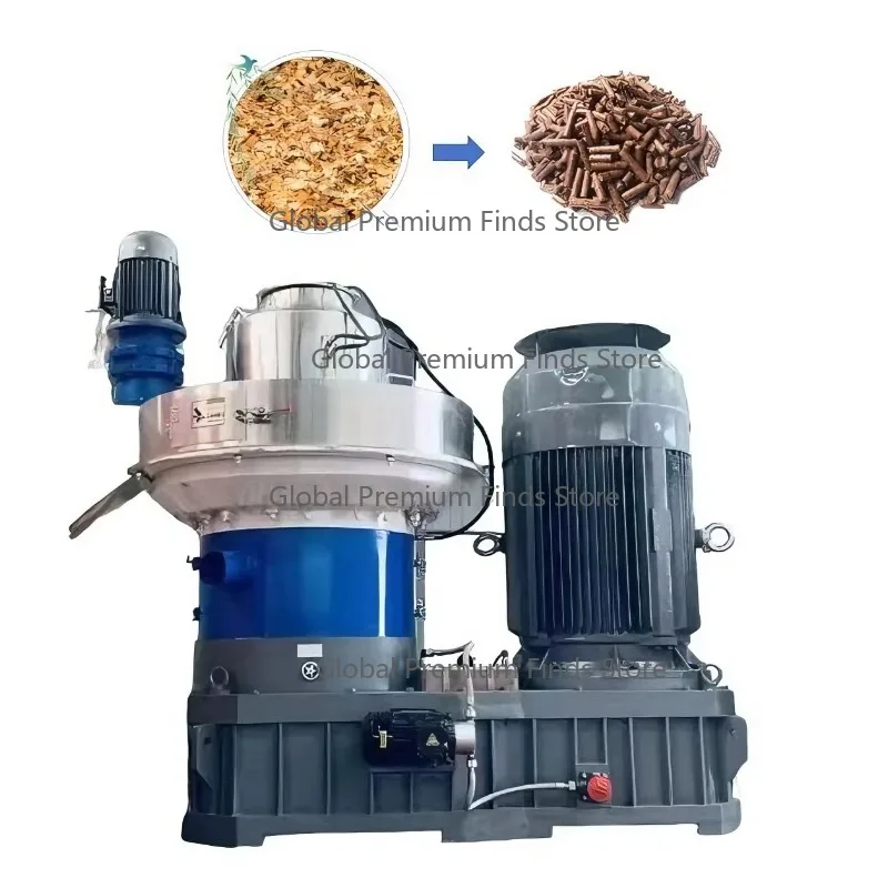 220V Solid Fuel Pellet Making Machine Line Gear Bearing Included Wood Sawdust Straw Pelletizer High Productivity Biofuel