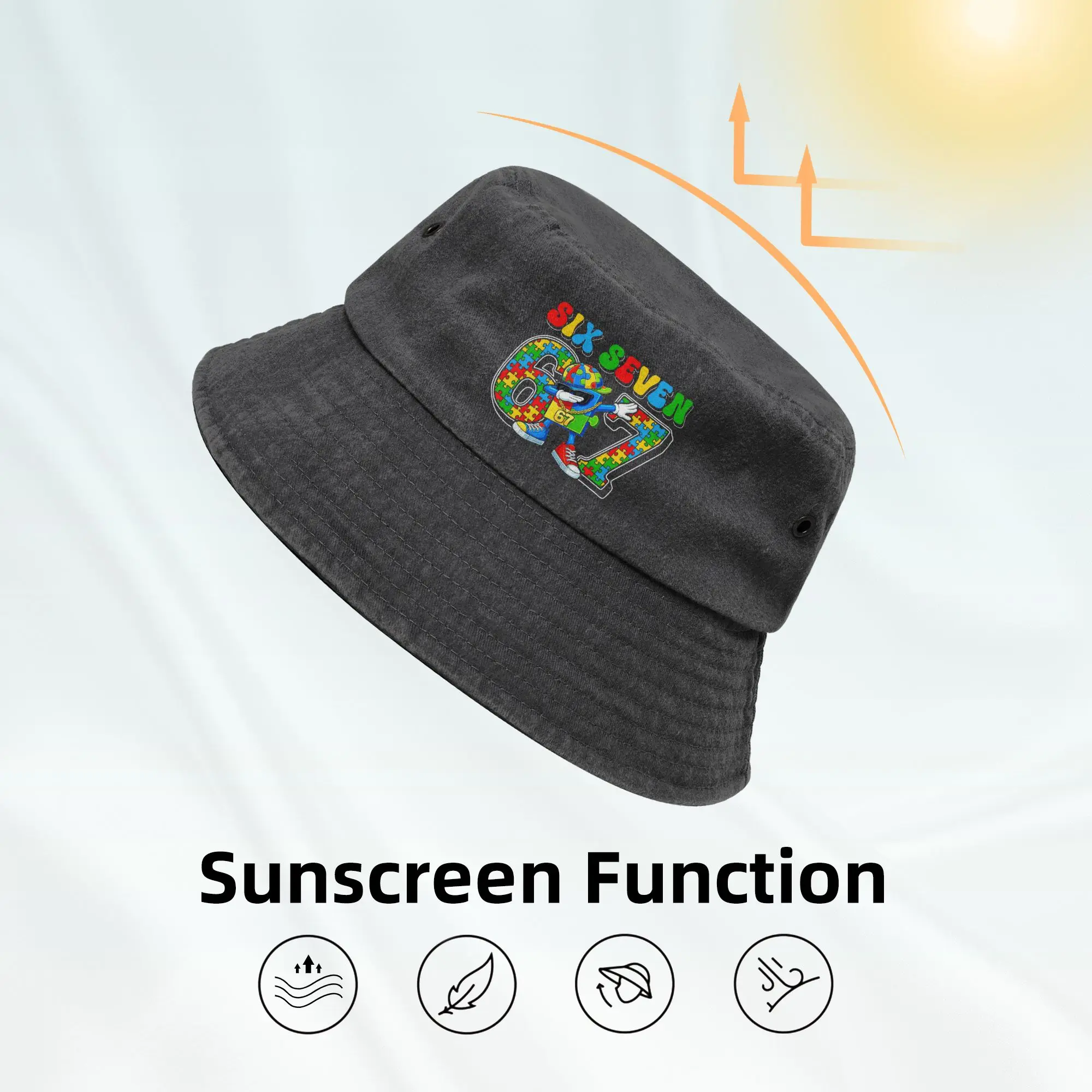 Dabbing Puzzle Autism Awareness Bucket Hat  Accessories Fashion Unisex  Fisherman Hat Cotton Denim