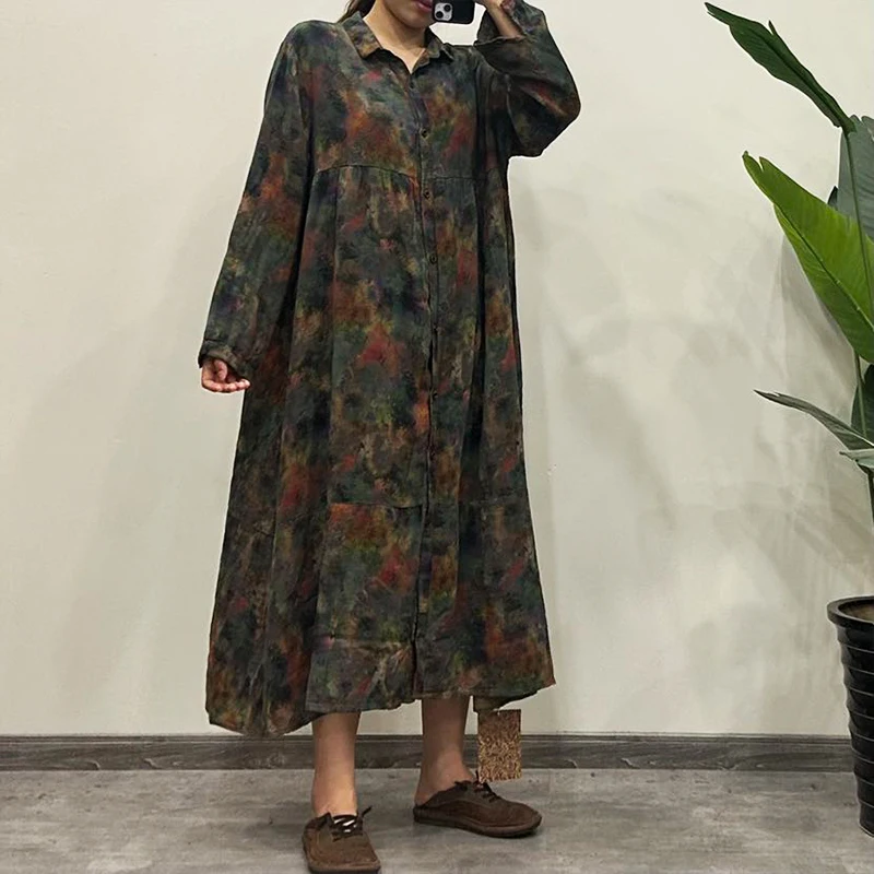 Masss Wasss 2026 primavera Bohemia mujer moda vestido Floral suelto Vintage ropa larga señoras clásico Vintage impreso Vestidos