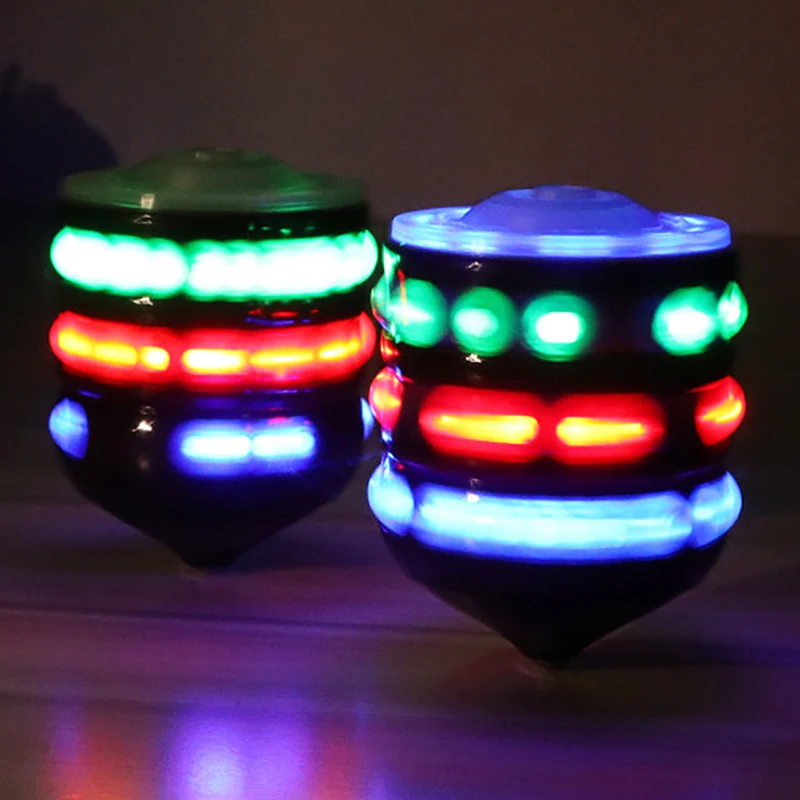 1 Pcs New LED Dazzling Gyro Toy Children Luminous Imitation Wood Gyro Funny Dazzling Music Flashing Gyro Children Birthday Gift