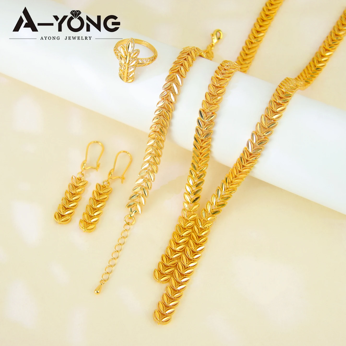 Luxus Dubai Hochzeit Schmuck Set 24k Gold Überzogene Oman Braut Quaste Halsketten Armband Ohrringe Nigeria Frauen Vintage Schmuck – Detail 8