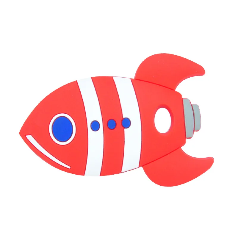 

1pc Silicone Teether New Rocket Food Grade Pendant DIY Pacifier Chain Necklace Accessories Baby Molar Toys Baby Teether