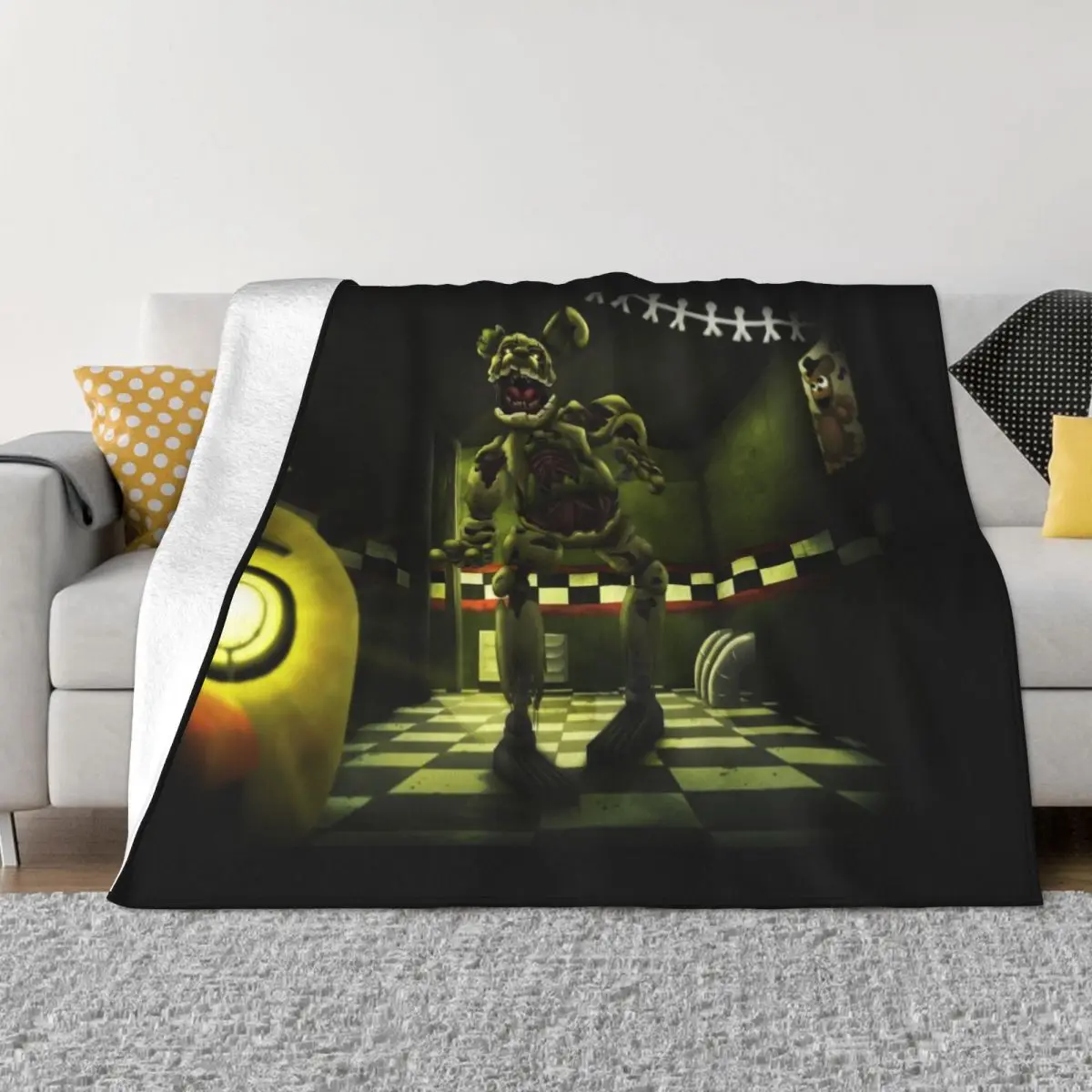 Grotesque Springtrap Throw Blanket Decorative Beds Cute Plaid Blankets