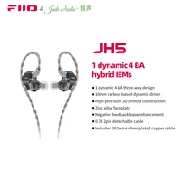 FiiO JH5 1DD + 4BA auriculares intrauditivos híbridos de 5 controladores HiFi, Cable desmontable de 2 pines de 0,78mm enchufe de 3,5mm para IOS/Android