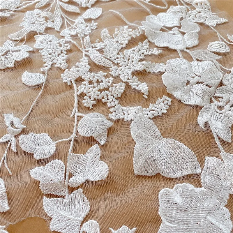 Rayon Embroidered Lace Leaf Flowers Patch, Chest Backs Accessories, Handmade DIY, Wedding Dress, 62x27cm, RS4164