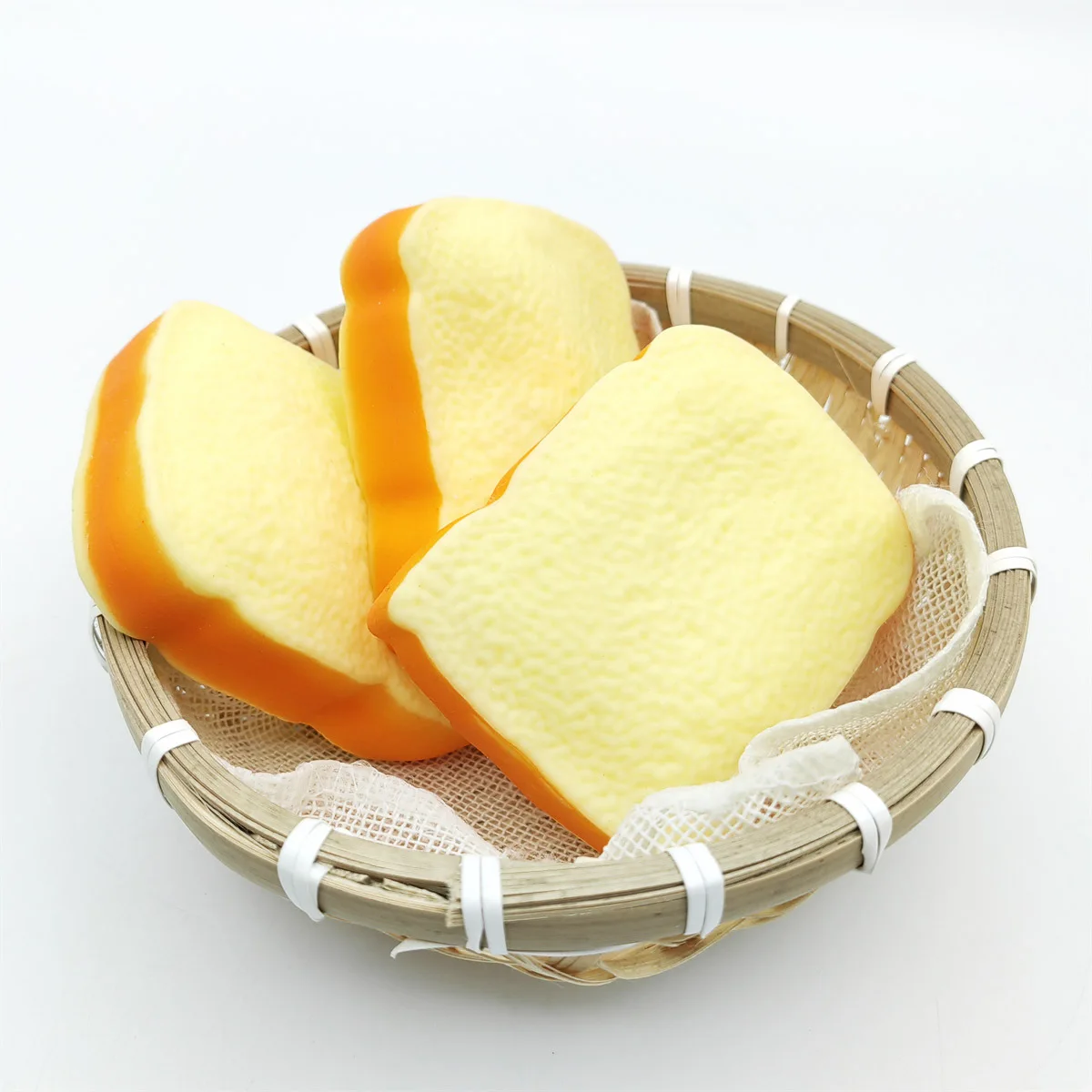 Soft Flour Toast Sliced Shape Bread Stress Toy Anxiety Relief Fake Food Toy for Adult Tricky Funny Birthday Gifts