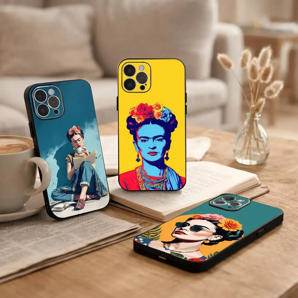 

F-Frida-s K-Kahlo-g Art Phone Case For iPhone17,16,15,14,13,12Plus,Pro Max,XS,5G Soft Silicone Black Cover