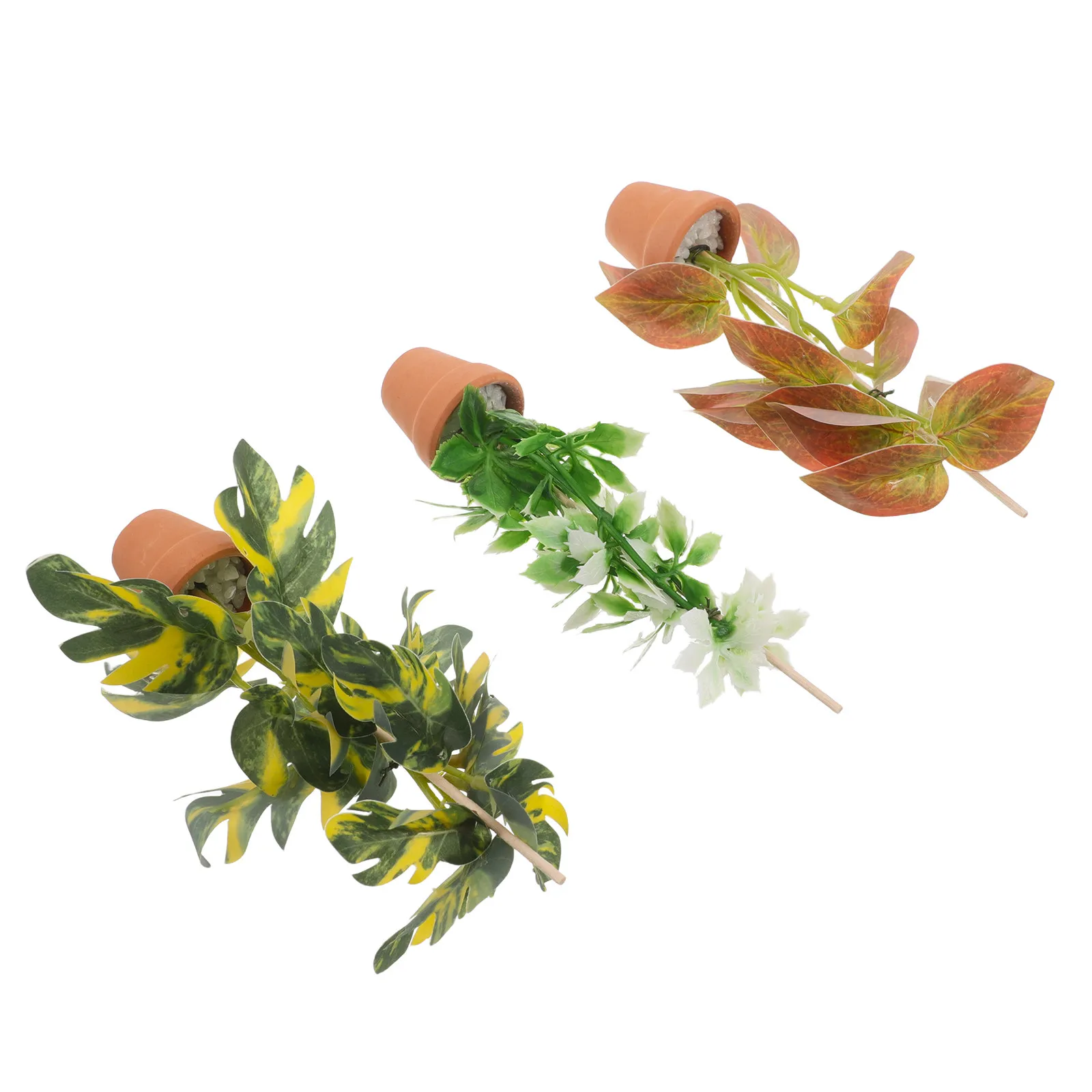 3Pcs Miniature Potted Plants Realistic Plastic Bonsai Set Perfect for Dollhouse Decor Fairy Garden Display Simulation