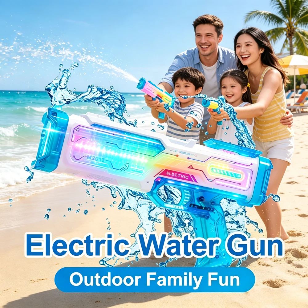 

Upgraded LED Light Electric Water Gun 500ML Large Capacity Water Blaster Family Outdoor Beach Swimming Pool Summer Fun Toy